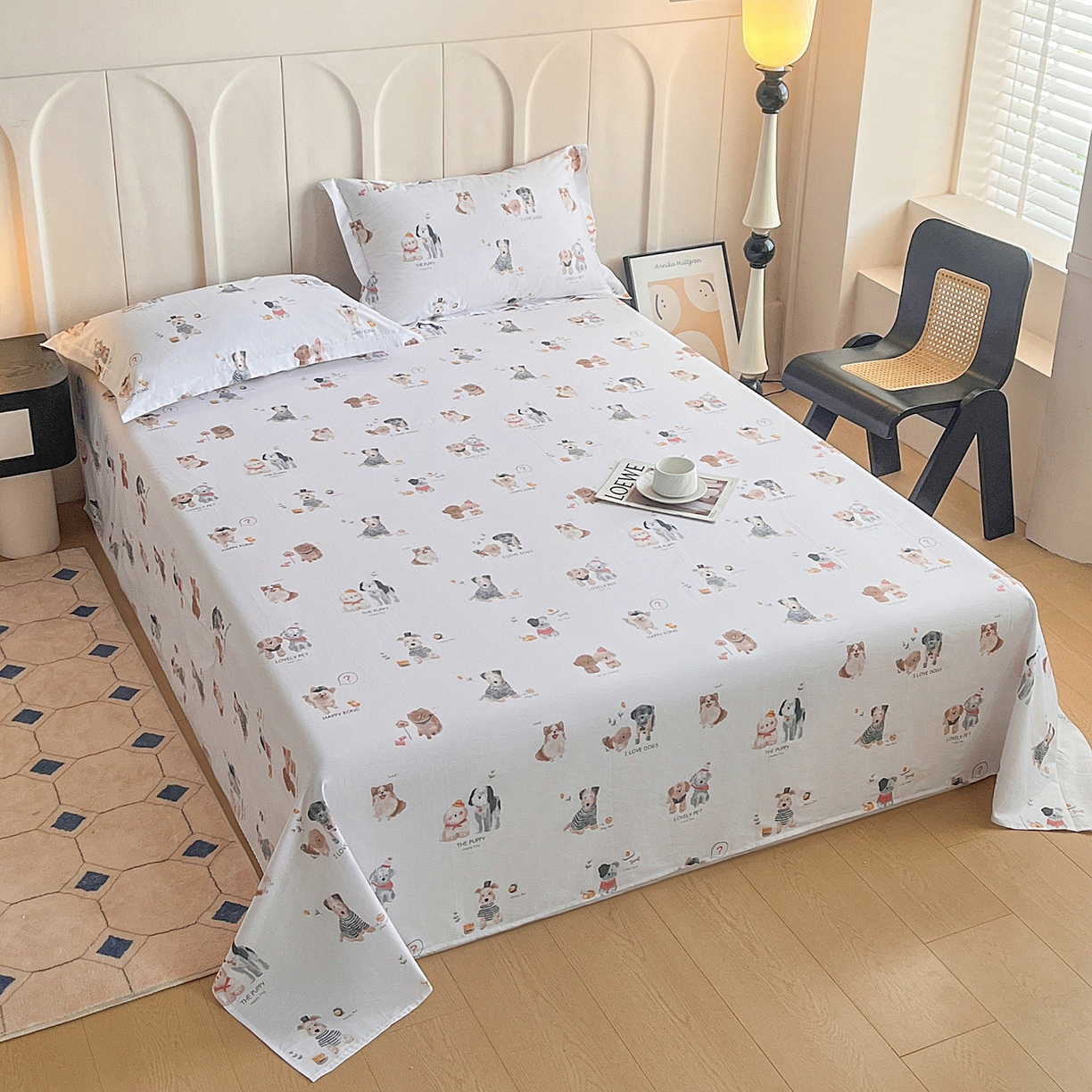 91家纺网 家纺一手货源 找家纺 金盛纺 2025新款13372全棉印花单品床单 欢乐家族