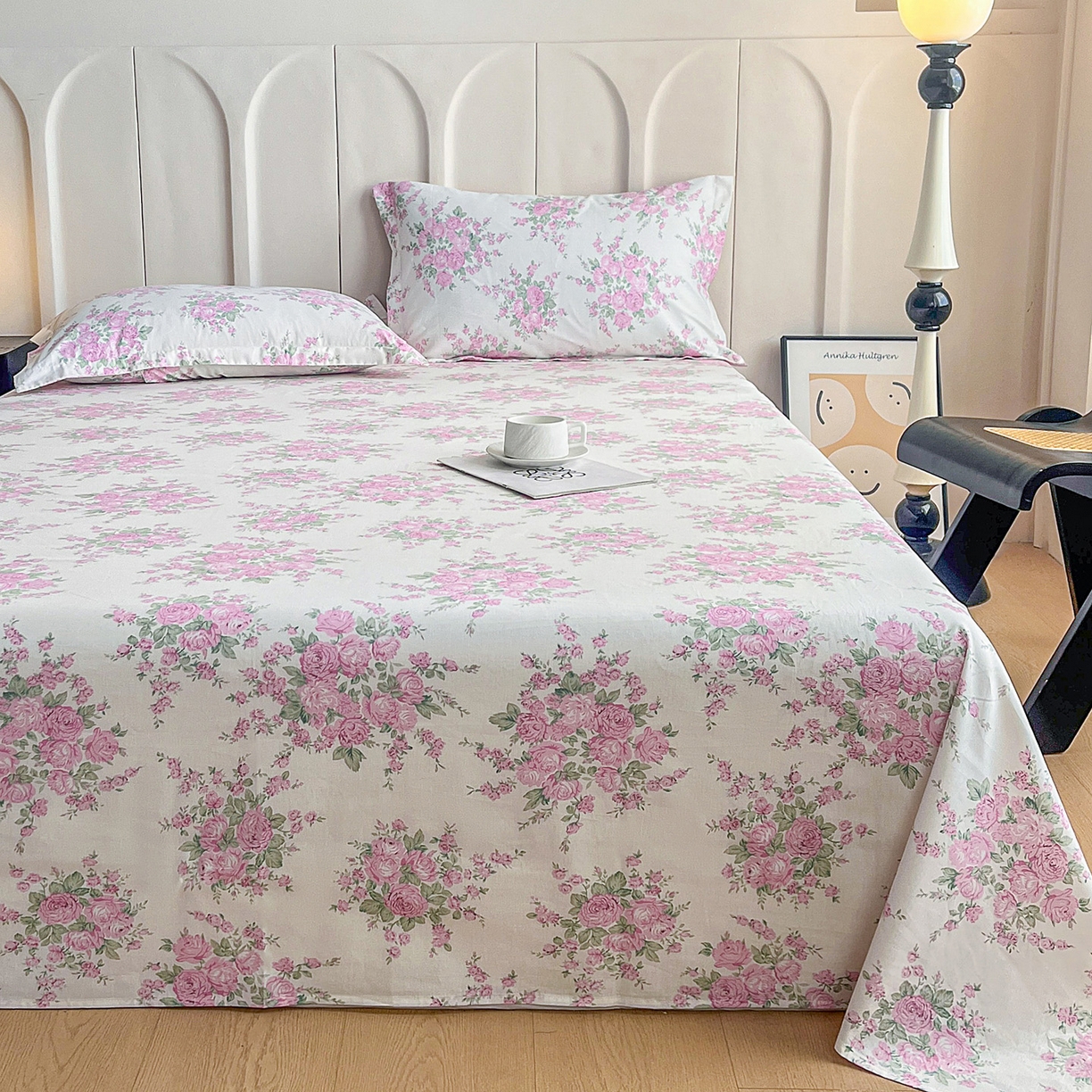 91家纺网 家纺一手货源 找家纺 金盛纺 2025新款13372全棉印花单品床单 苏菲-粉