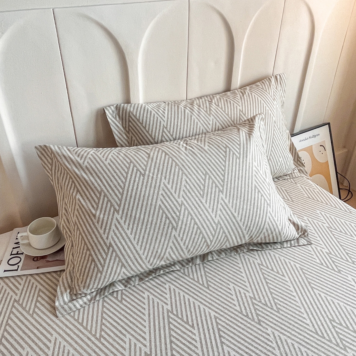 91家纺网 家纺一手货源 找家纺 金盛纺 2025新款13372全棉印花单品床单 线韵时尚