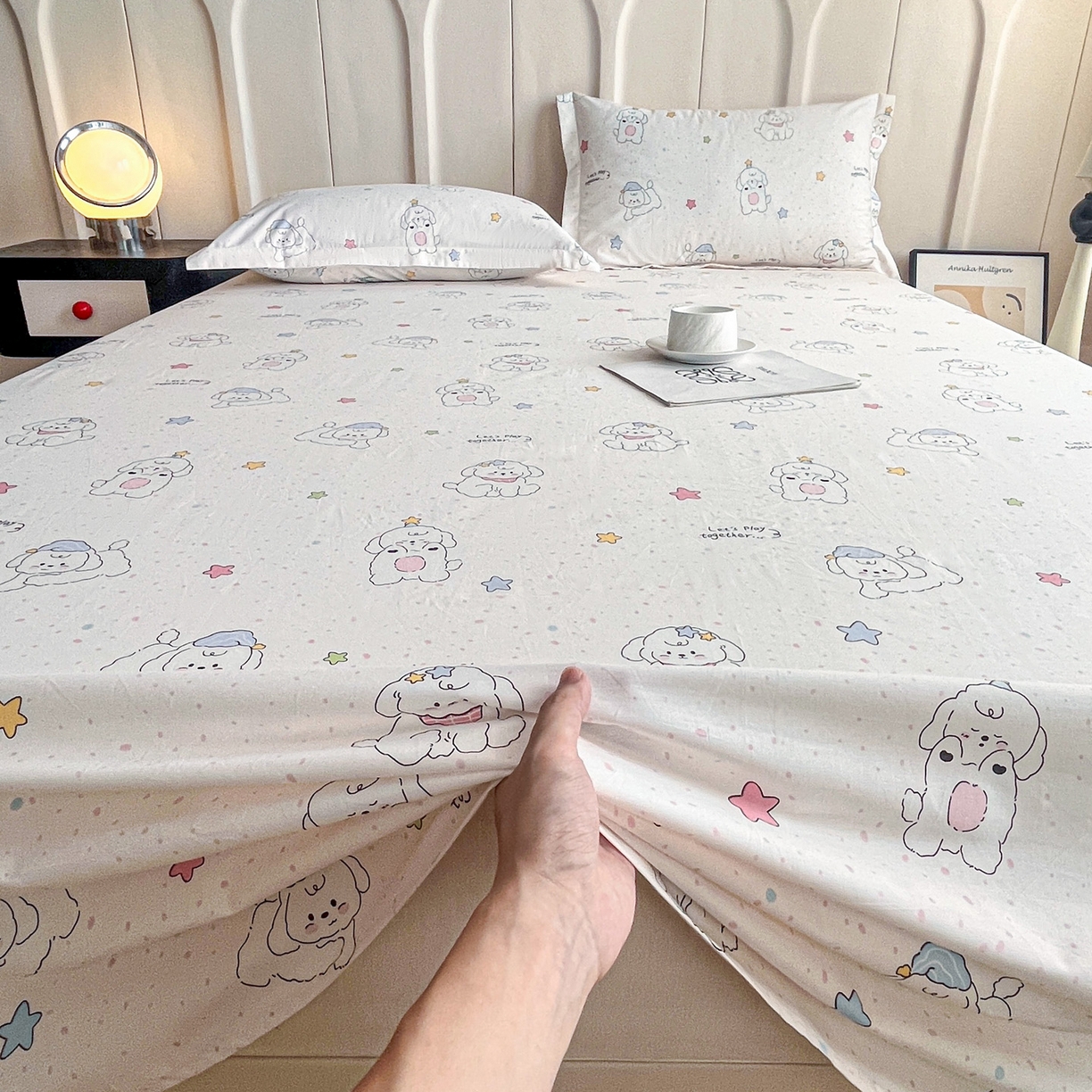 91家纺网 家纺一手货源 找家纺 金盛纺 2025新款13372全棉印花单品床单 小诗朵朵