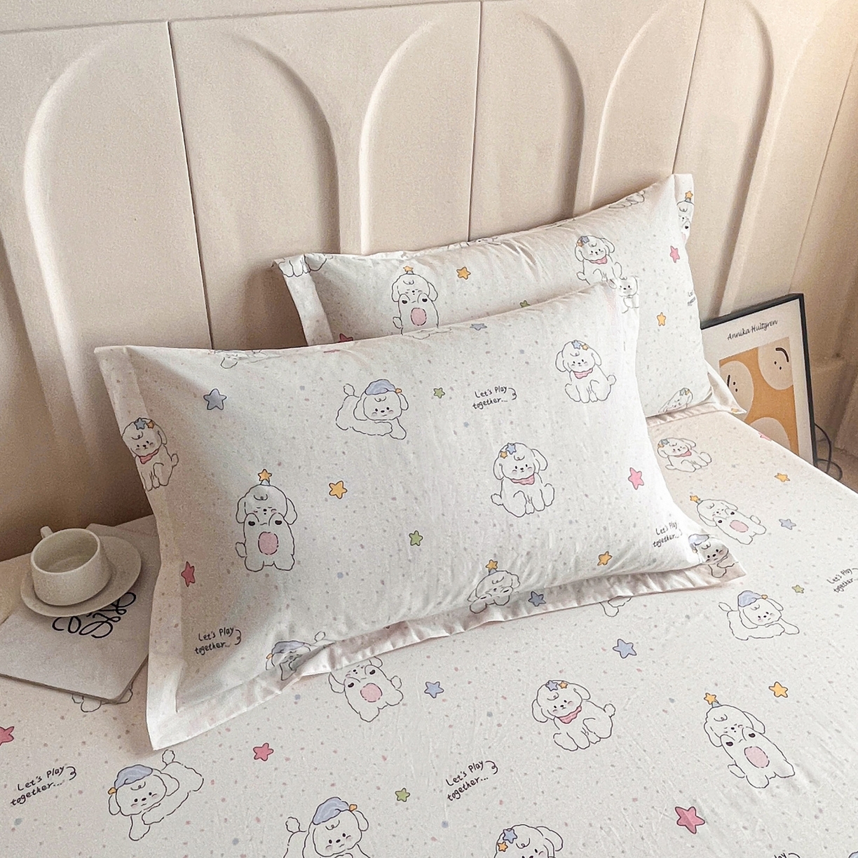 91家纺网 家纺一手货源 找家纺 金盛纺 2025新款13372全棉印花单品床单 小诗朵朵