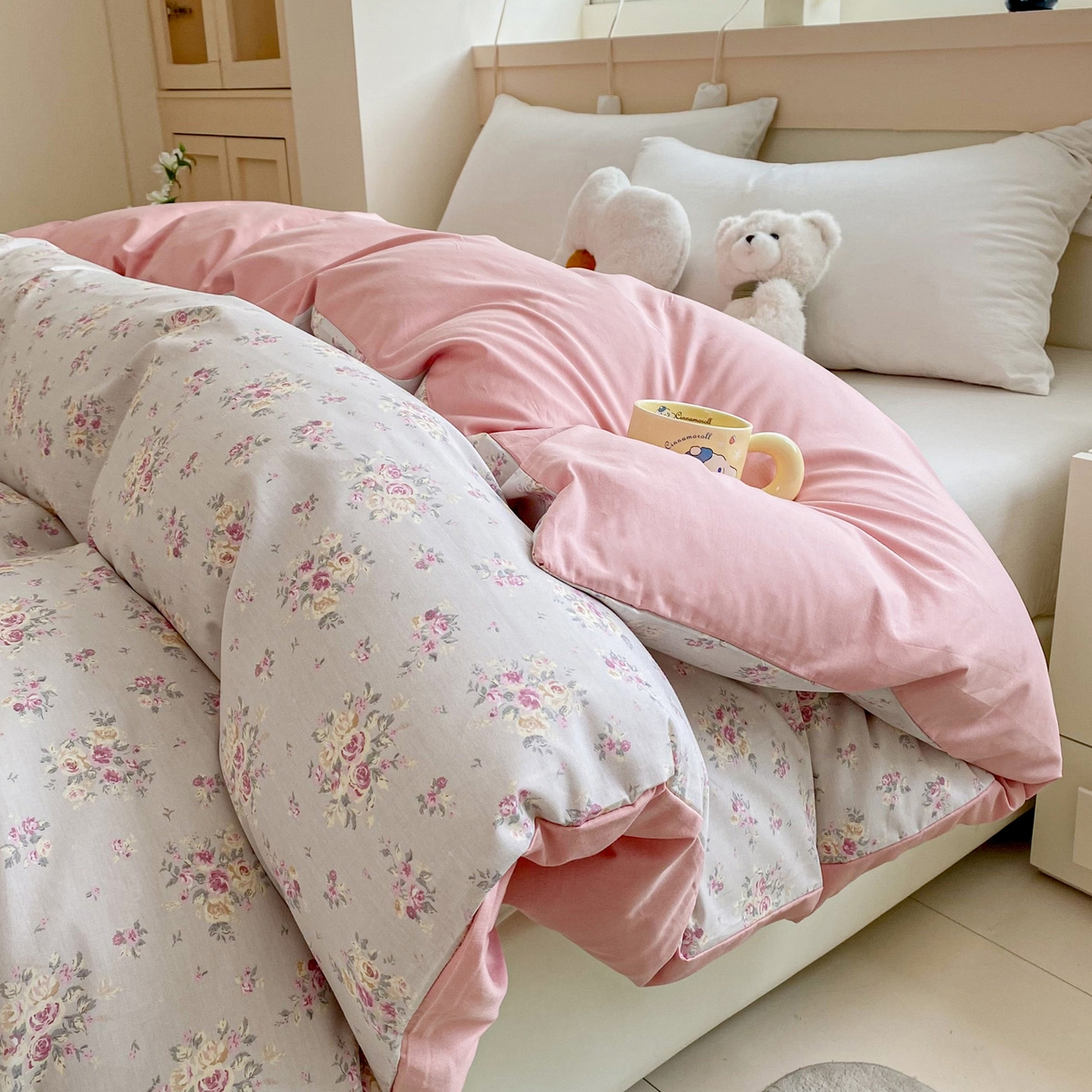 91家纺网 家纺一手货源 找家纺 金盛纺 2025新款13372全棉印花单品被套 浅浅花恋