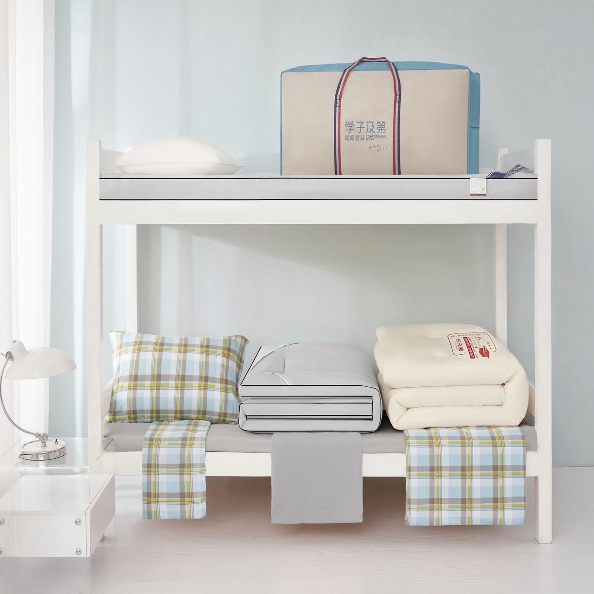 91家纺网 家纺一手货源 找家纺 恒科家纺 2025新款亲肤舒适小清新水洗棉四件套学生三件套-学生款宿舍三件套 莫妮兰