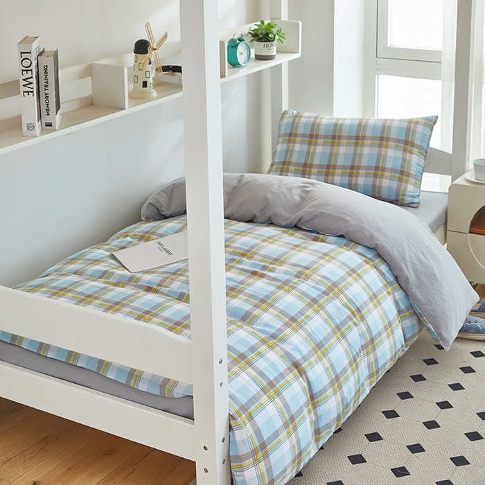 91家纺网 家纺一手货源 找家纺 （总）恒科家纺 2025新款亲肤舒适小清新水洗棉四件套学生六件套-学生款宿舍六件套