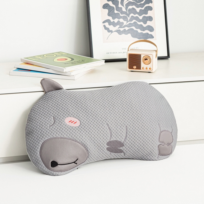 91家纺网 家纺一手货源 找家纺 萌番宝 2025新款冰豆豆卡通造型荞麦枕儿童枕学生枕枕头枕芯3050 灰色冰豆豆荞麦枕