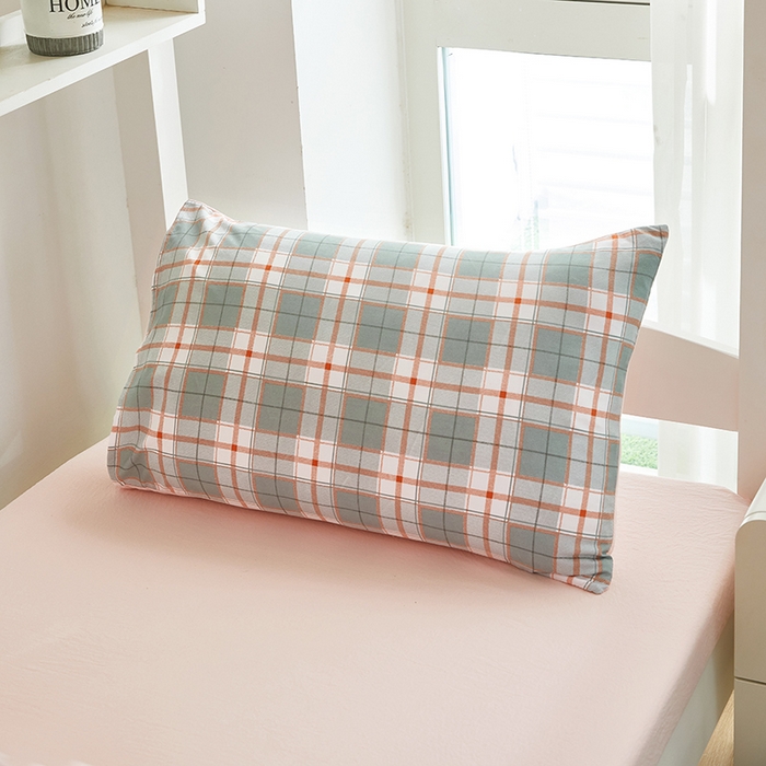 91家纺网 家纺一手货源 找家纺 恒科家纺 2025新款亲肤舒适小清新水洗棉四件套学生六件套-学生款宿舍六件套 格韵粉