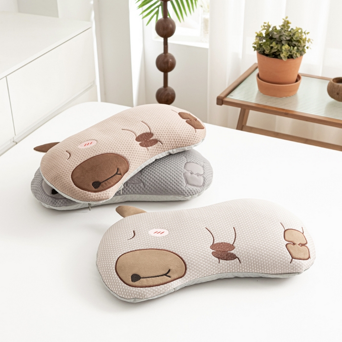 91家纺网 家纺一手货源 找家纺 萌番宝 2025新款冰豆豆卡通造型荞麦枕儿童枕学生枕枕头枕芯3050 咖色冰豆豆荞麦枕