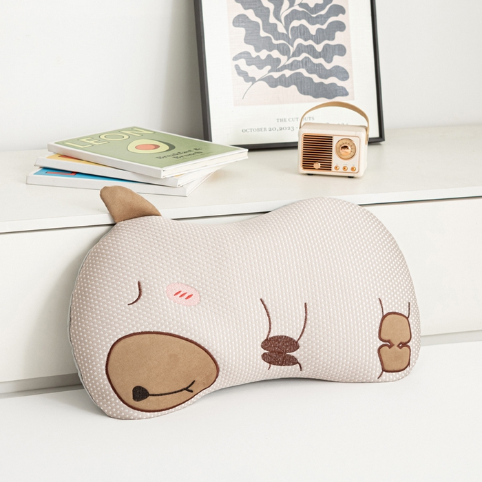 91家纺网 家纺一手货源 找家纺 萌番宝 2025新款冰豆豆卡通造型荞麦枕儿童枕学生枕枕头枕芯3050 米色冰豆豆荞麦枕