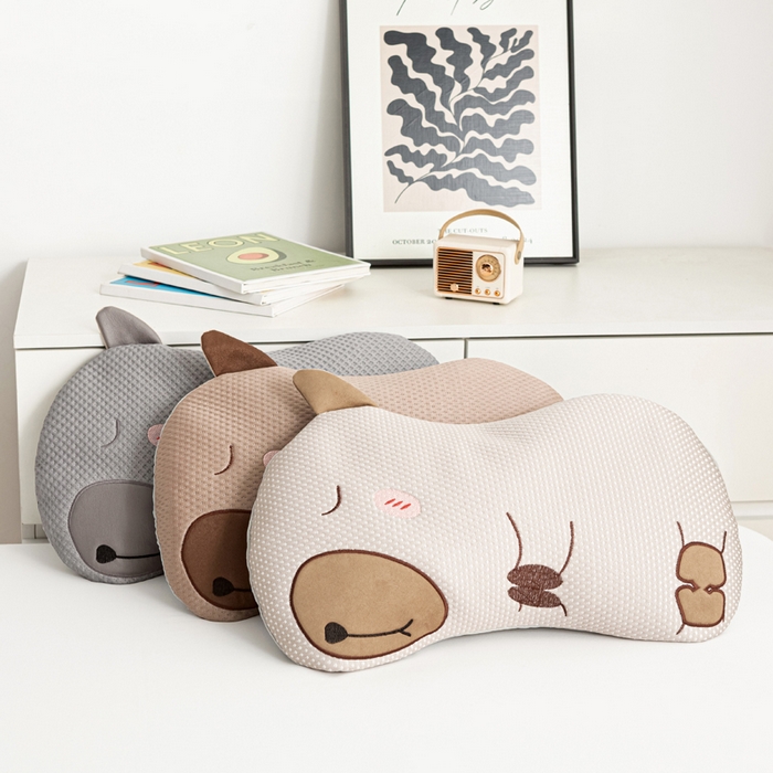 91家纺网 家纺一手货源 找家纺 萌番宝 2025新款冰豆豆卡通造型荞麦枕儿童枕学生枕枕头枕芯3050 米色冰豆豆荞麦枕