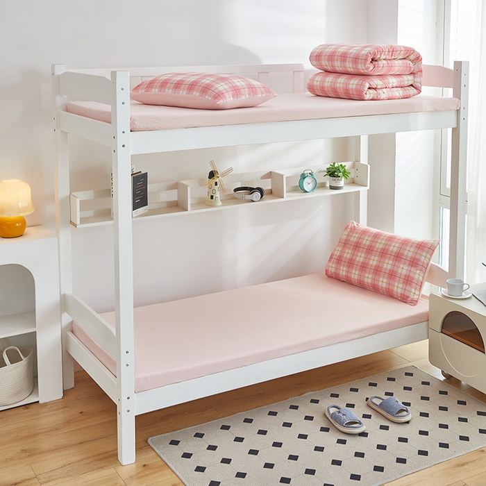 91家纺网 家纺一手货源 找家纺 恒科家纺 2025新款亲肤舒适小清新水洗棉四件套学生六件套-学生款宿舍六件套 莫妮粉