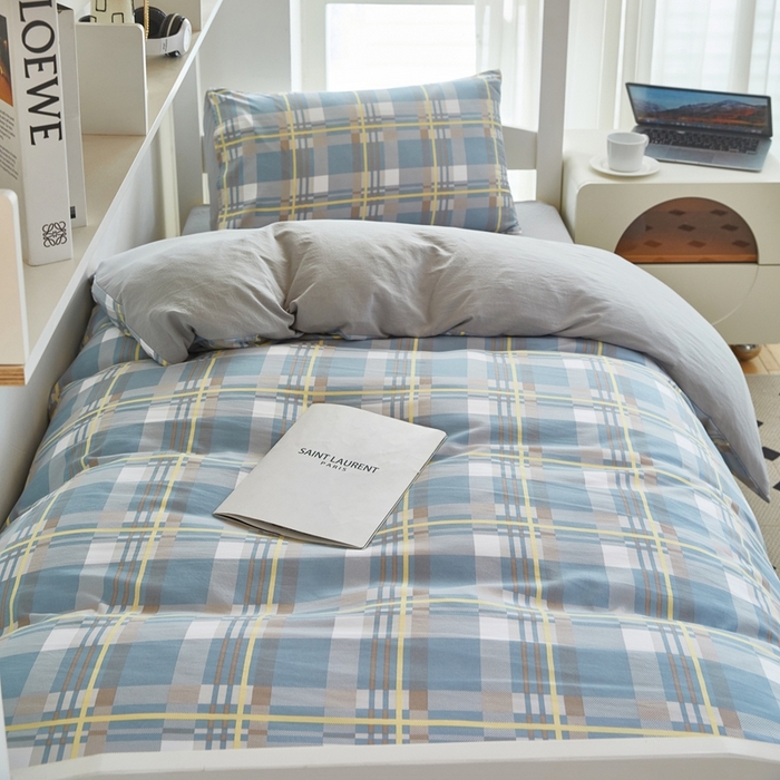 91家纺网 家纺一手货源 找家纺 恒科家纺 2025新款亲肤舒适小清新水洗棉四件套学生六件套-学生款宿舍六件套 品格