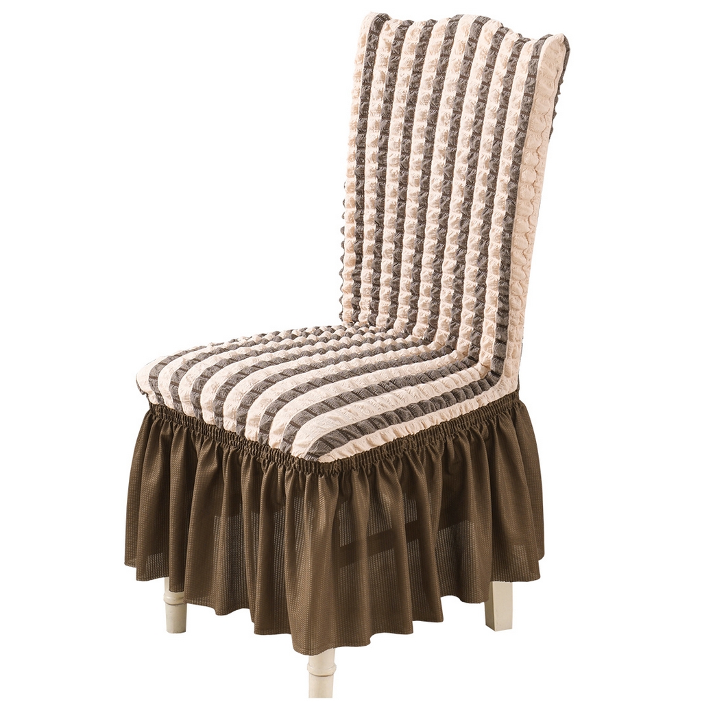 布兰鸟【沙发套】 2025新款泡泡椅套【英文裙摆款】风格二 双色咖