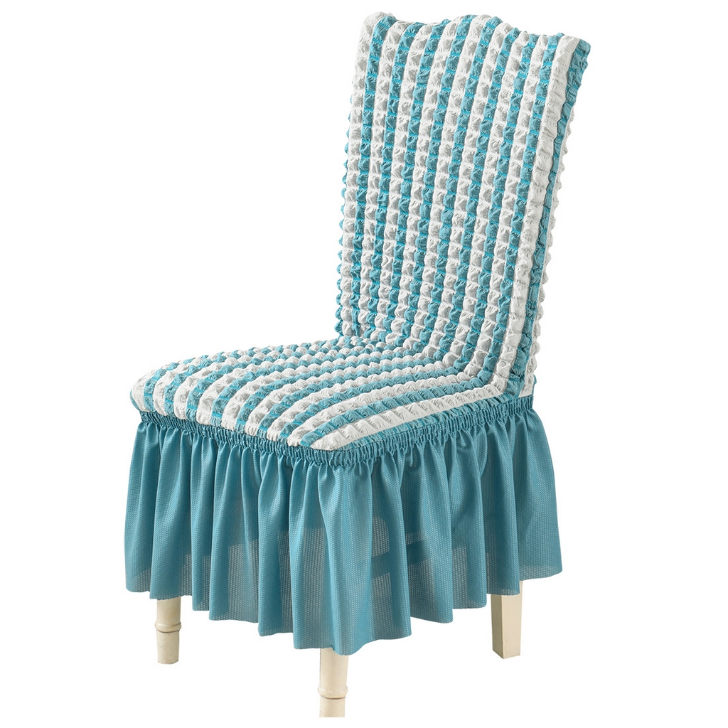 布兰鸟【沙发套】 2025新款泡泡椅套【英文裙摆款】风格二 双色蓝