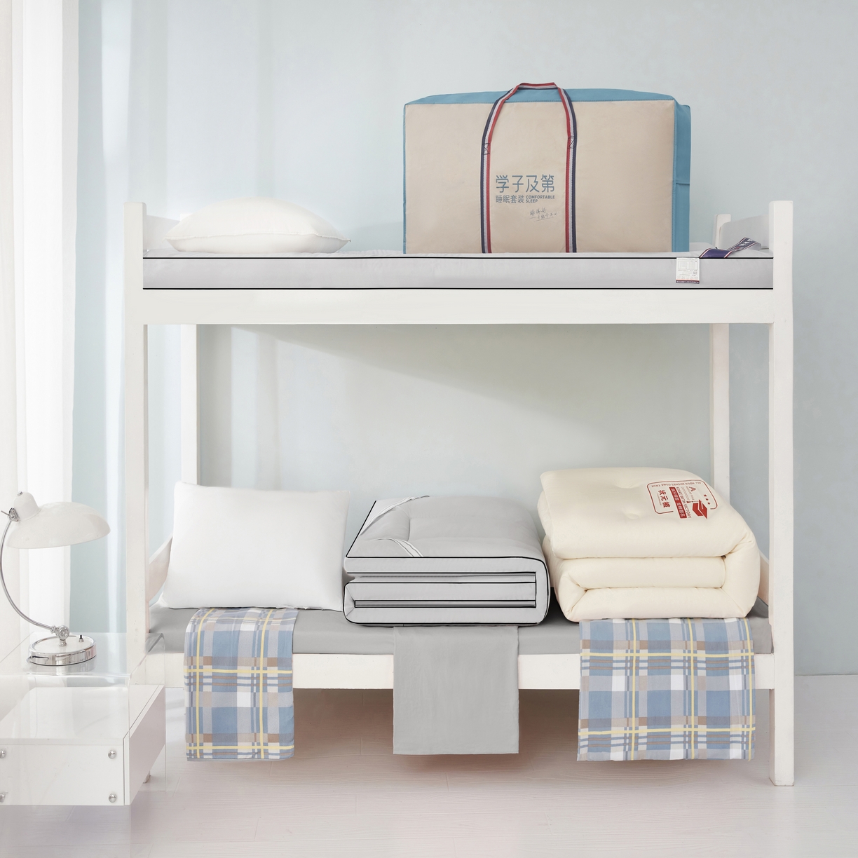 91家纺网 家纺一手货源 找家纺 恒科家纺 2025新款亲肤舒适小清新水洗棉四件套学生六件套-学生款宿舍六件套 品格