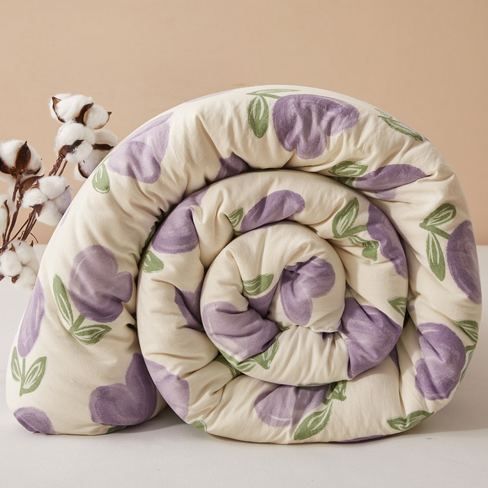 91家纺网 家纺一手货源 找家纺 爱屋及屋 2025新款小清新棉花被春秋被夏被被子被芯 紫色郁金香