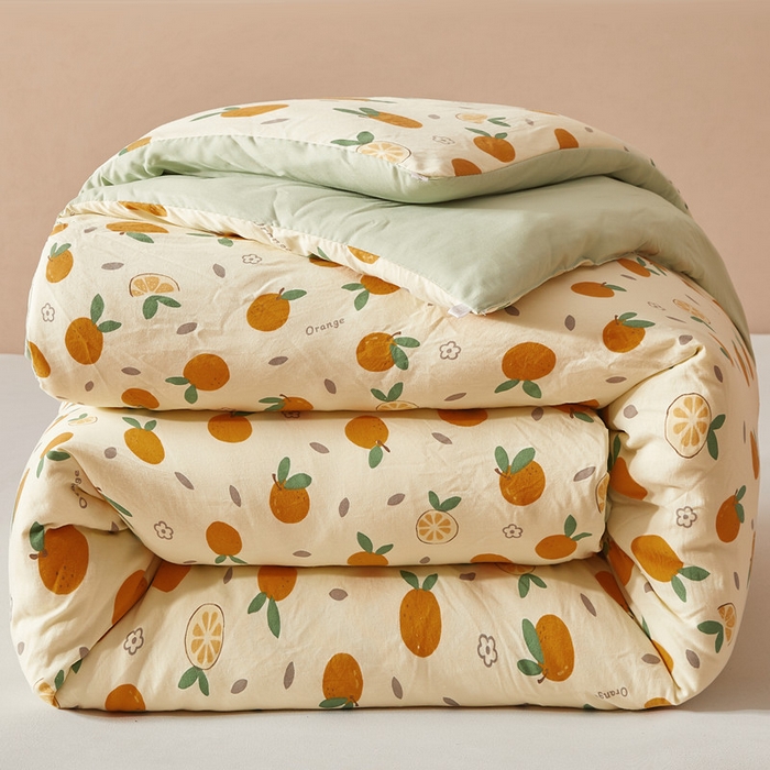 91家纺网 家纺一手货源 找家纺 爱屋及屋 2025新款小清新棉花被春秋被夏被被子被芯 心想事橙