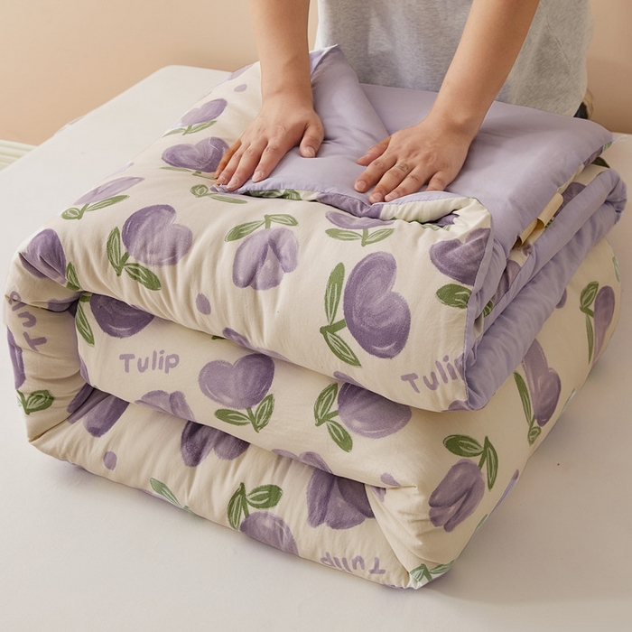 91家纺网 家纺一手货源 找家纺 爱屋及屋 2025新款小清新棉花被春秋被夏被被子被芯 紫色郁金香