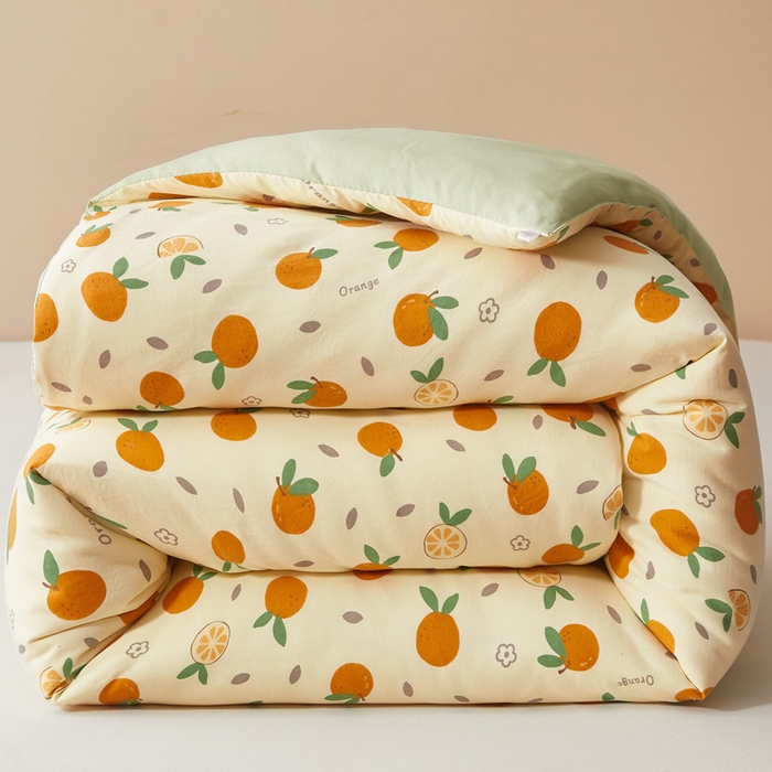 91家纺网 家纺一手货源 找家纺 爱屋及屋 2025新款小清新棉花被春秋被夏被被子被芯 心想事橙