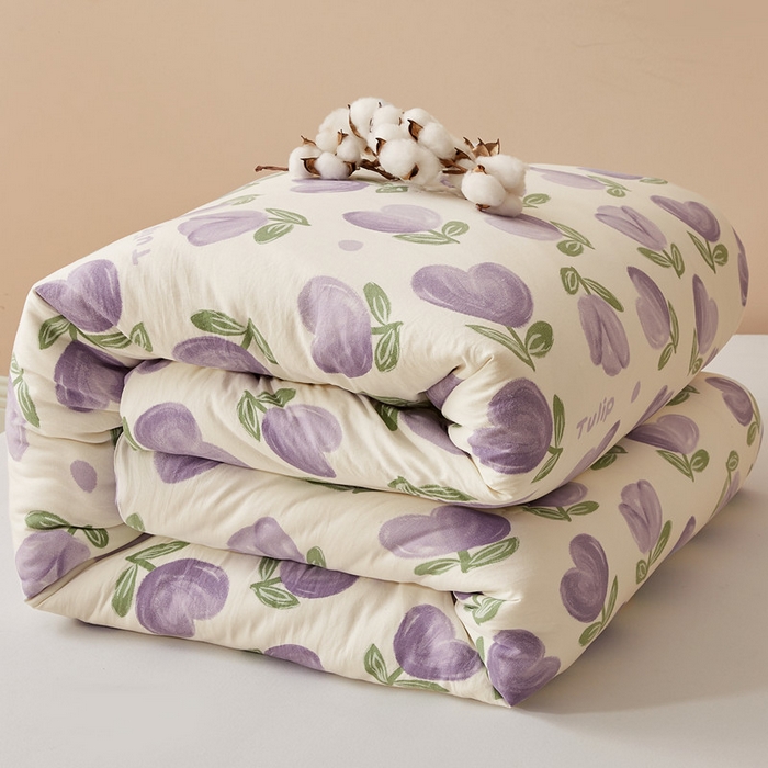 91家纺网 家纺一手货源 找家纺 爱屋及屋 2025新款小清新棉花被春秋被夏被被子被芯 紫色郁金香