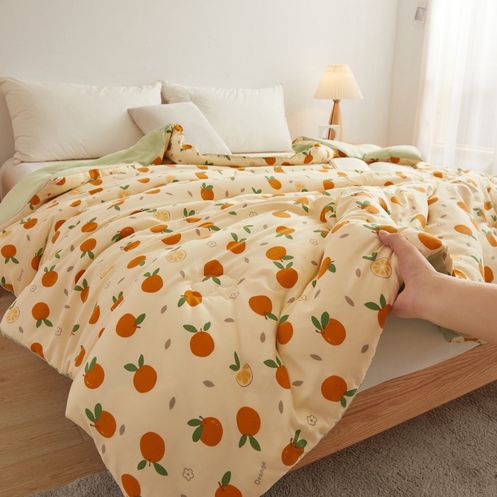 91家纺网 家纺一手货源 找家纺 爱屋及屋 2025新款小清新棉花被春秋被夏被被子被芯 心想事橙