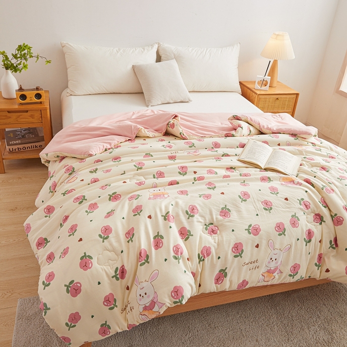 91家纺网 家纺一手货源 找家纺 爱屋及屋 2025新款小清新棉花被春秋被夏被被子被芯 曼塔玫瑰