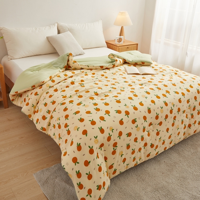 91家纺网 家纺一手货源 找家纺 爱屋及屋 2025新款小清新棉花被春秋被夏被被子被芯 心想事橙