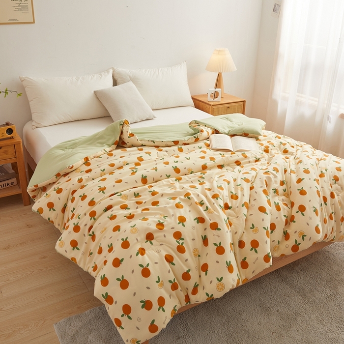 91家纺网 家纺一手货源 找家纺 爱屋及屋 2025新款小清新棉花被春秋被夏被被子被芯 心想事橙