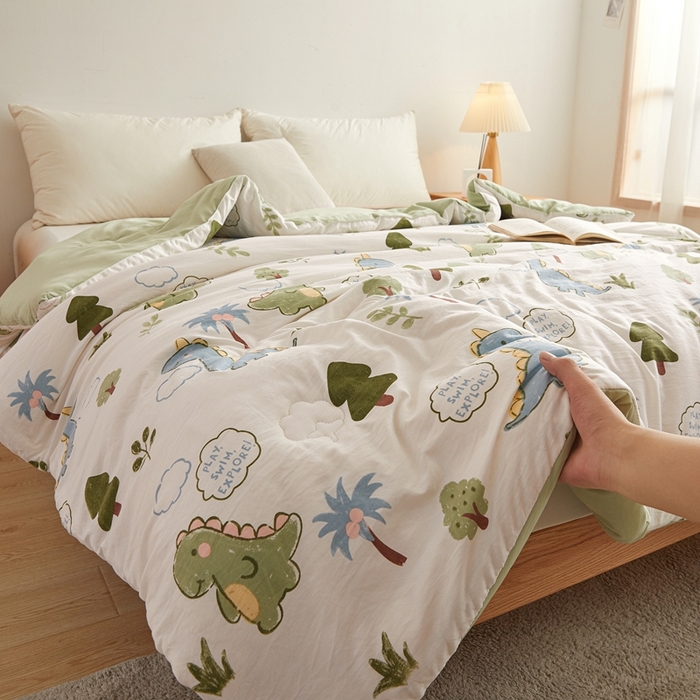 91家纺网 家纺一手货源 找家纺 爱屋及屋 2025新款小清新棉花被春秋被夏被被子被芯 恐龙乐园