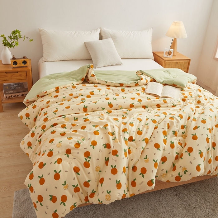 91家纺网 家纺一手货源 找家纺 爱屋及屋 2025新款小清新棉花被春秋被夏被被子被芯 心想事橙