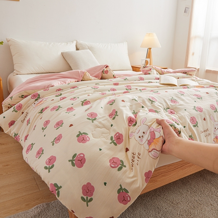 91家纺网 家纺一手货源 找家纺 爱屋及屋 2025新款小清新棉花被春秋被夏被被子被芯 曼塔玫瑰