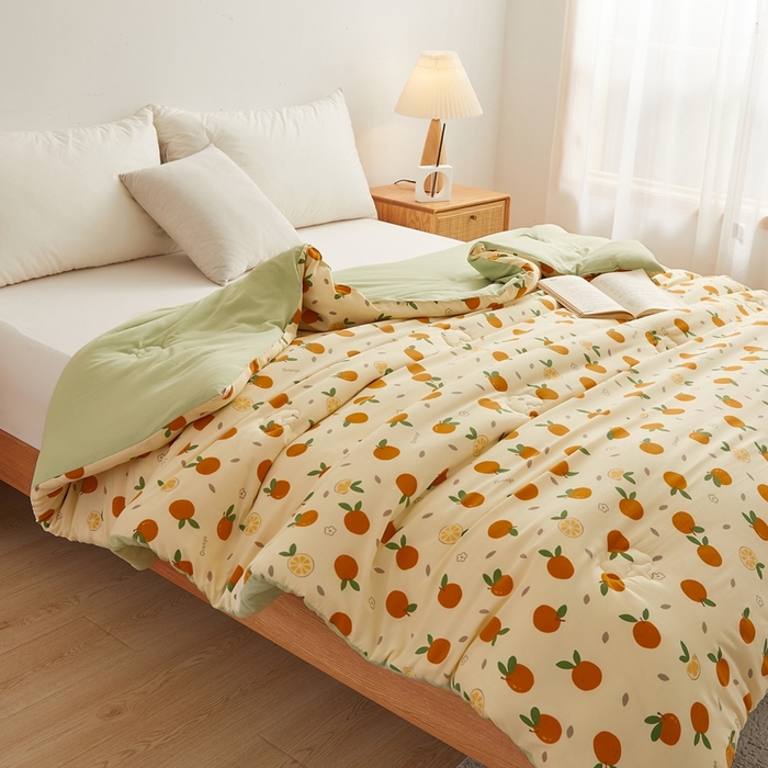 91家纺网 家纺一手货源 找家纺 爱屋及屋 2025新款小清新棉花被春秋被夏被被子被芯 心想事橙