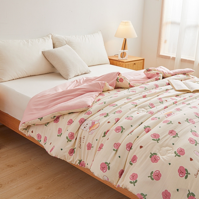 91家纺网 家纺一手货源 找家纺 爱屋及屋 2025新款小清新棉花被春秋被夏被被子被芯 曼塔玫瑰