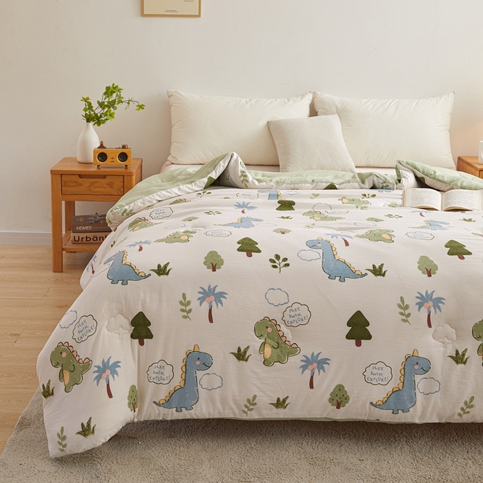 91家纺网 家纺一手货源 找家纺 爱屋及屋 2025新款小清新棉花被春秋被夏被被子被芯 恐龙乐园