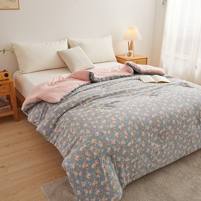 91家纺网 家纺一手货源 找家纺 爱屋及屋 2025新款小清新棉花被春秋被夏被被子被芯 玫瑰花园