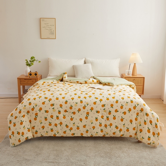 91家纺网 家纺一手货源 找家纺 爱屋及屋 2025新款小清新棉花被春秋被夏被被子被芯 心想事橙