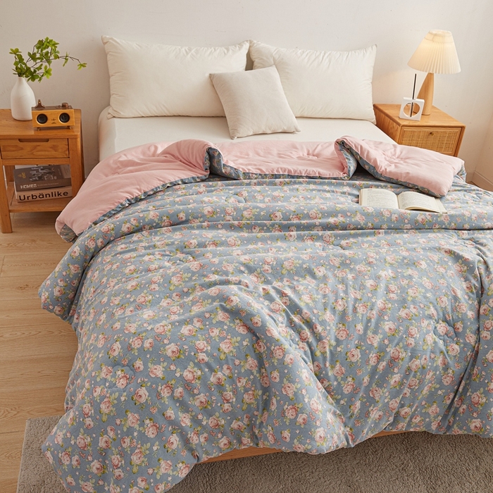 91家纺网 家纺一手货源 找家纺 爱屋及屋 2025新款小清新棉花被春秋被夏被被子被芯 玫瑰花园