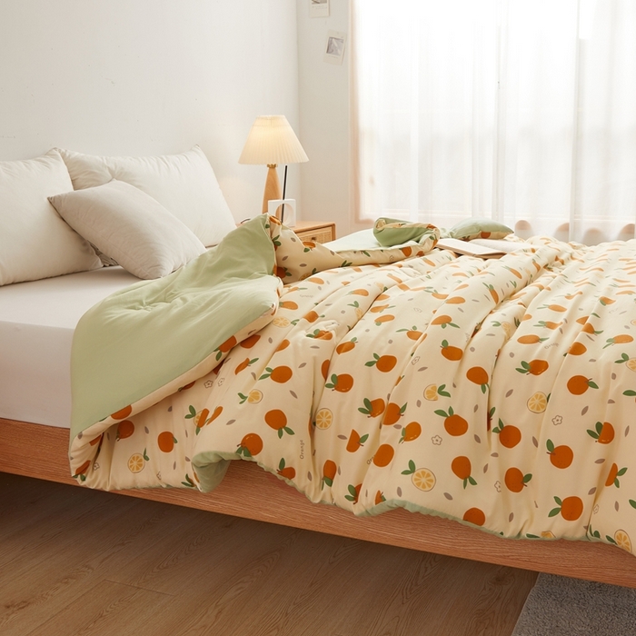 91家纺网 家纺一手货源 找家纺 爱屋及屋 2025新款小清新棉花被春秋被夏被被子被芯 心想事橙