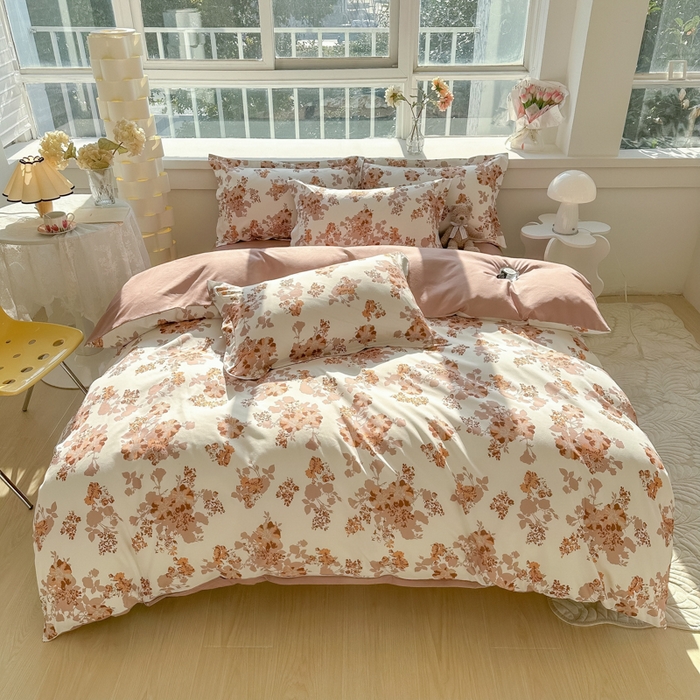 91家纺网 家纺一手货源 找家纺 爱彼家纺 2025新款加厚法式印花四件套 法式花影