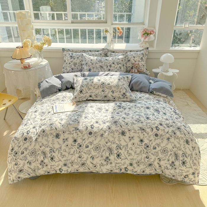 91家纺网 家纺一手货源 找家纺 爱彼家纺 2025新款加厚法式印花四件套 法式永墨花园