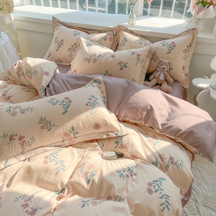 91家纺网 家纺一手货源 找家纺 爱彼家纺 2025新款加厚法式印花四件套 法式花意恋