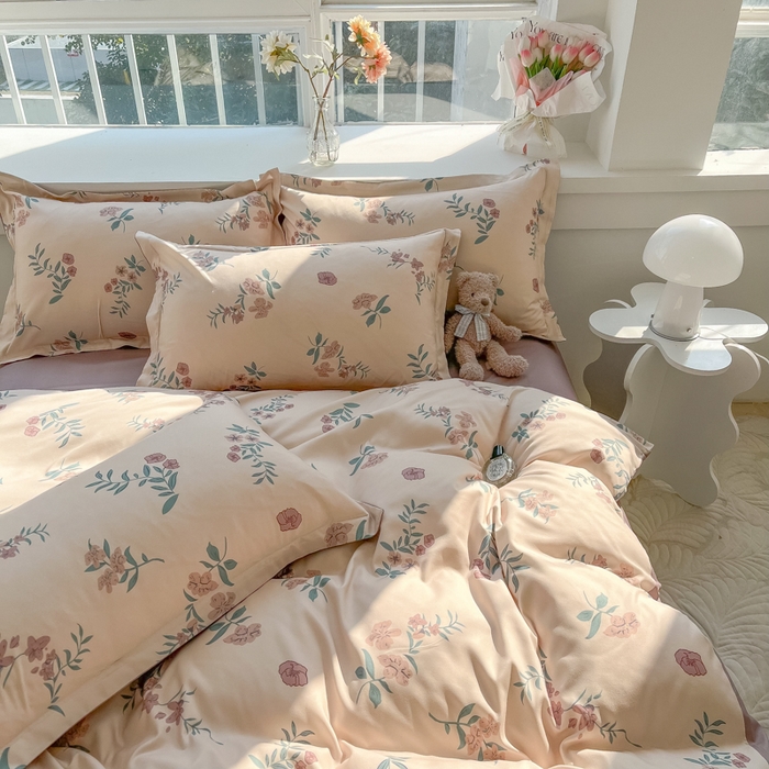 91家纺网 家纺一手货源 找家纺 爱彼家纺 2025新款加厚法式印花四件套 法式花意恋