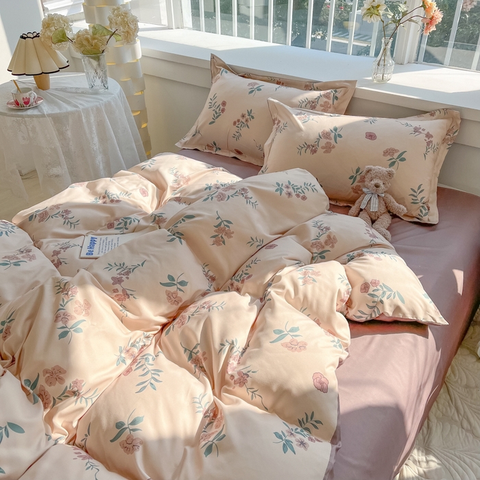 91家纺网 家纺一手货源 找家纺 爱彼家纺 2025新款加厚法式印花四件套 法式花意恋