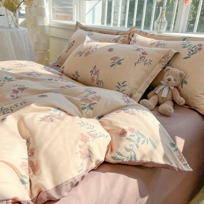 91家纺网 家纺一手货源 找家纺 爱彼家纺 2025新款加厚法式印花四件套 法式花意恋