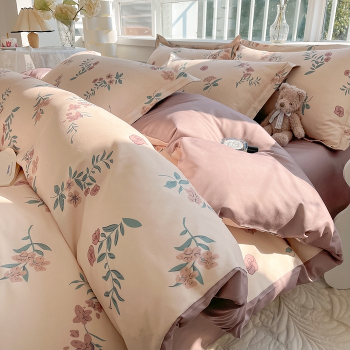 91家纺网 家纺一手货源 找家纺 爱彼家纺 2025新款加厚法式印花四件套 法式花意恋