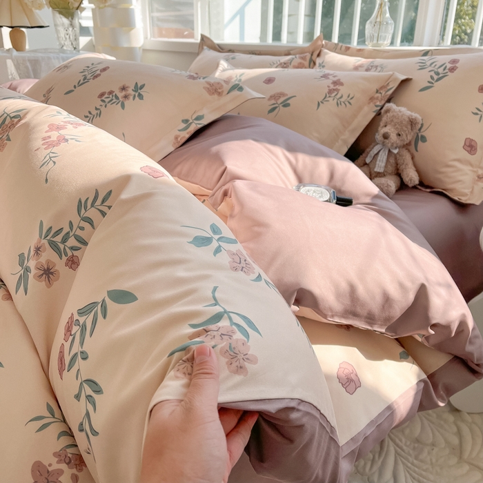 91家纺网 家纺一手货源 找家纺 爱彼家纺 2025新款加厚法式印花四件套 法式花意恋