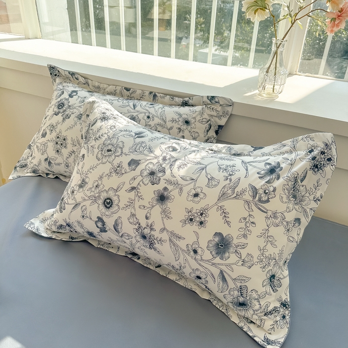 91家纺网 家纺一手货源 找家纺 爱彼家纺 2025新款加厚法式印花四件套 法式永墨花园