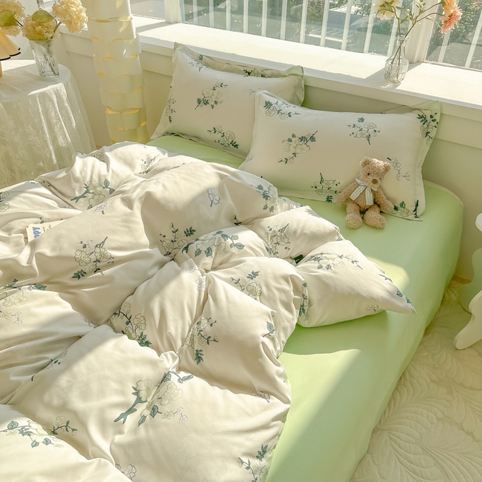 91家纺网 家纺一手货源 找家纺 爱彼家纺 2025新款加厚法式印花四件套 法式春意盎然