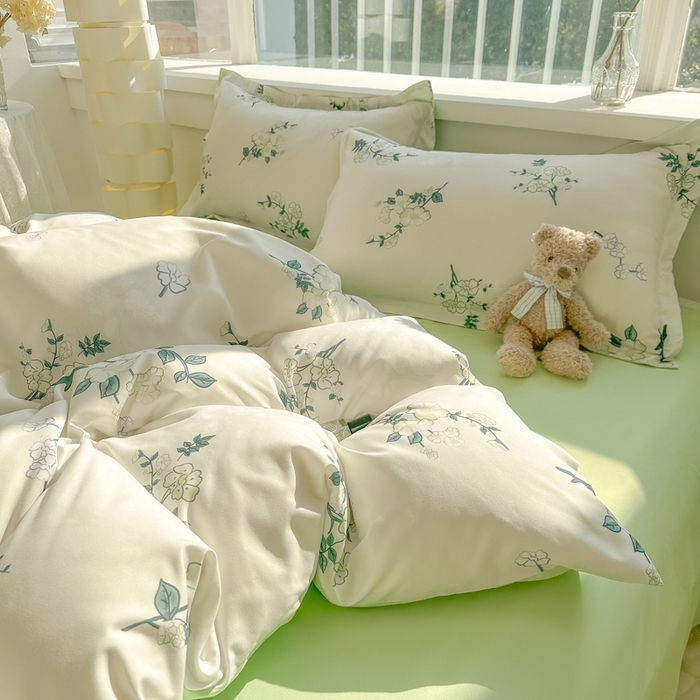 91家纺网 家纺一手货源 找家纺 爱彼家纺 2025新款加厚法式印花四件套 法式春意盎然