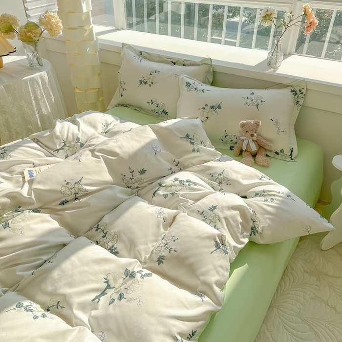 91家纺网 家纺一手货源 找家纺 爱彼家纺 2025新款加厚法式印花四件套 法式春意盎然