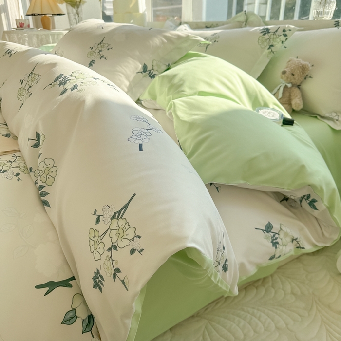 91家纺网 家纺一手货源 找家纺 爱彼家纺 2025新款加厚法式印花四件套 法式春意盎然